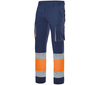 PANTALON 100% COTON BICOLORE MULTIPOCHES